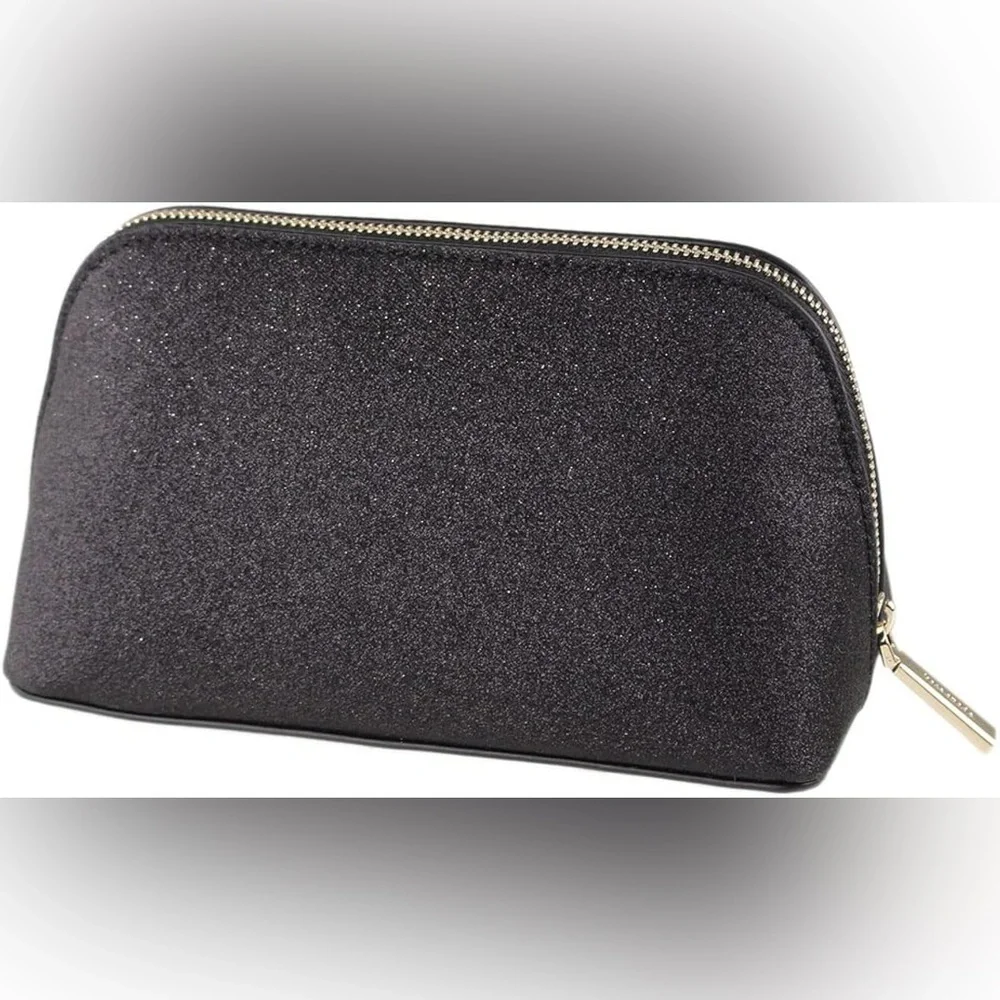 Kate Spade Black Sparkle Cosmetic Bag Kate Dome Bag Black Glitter